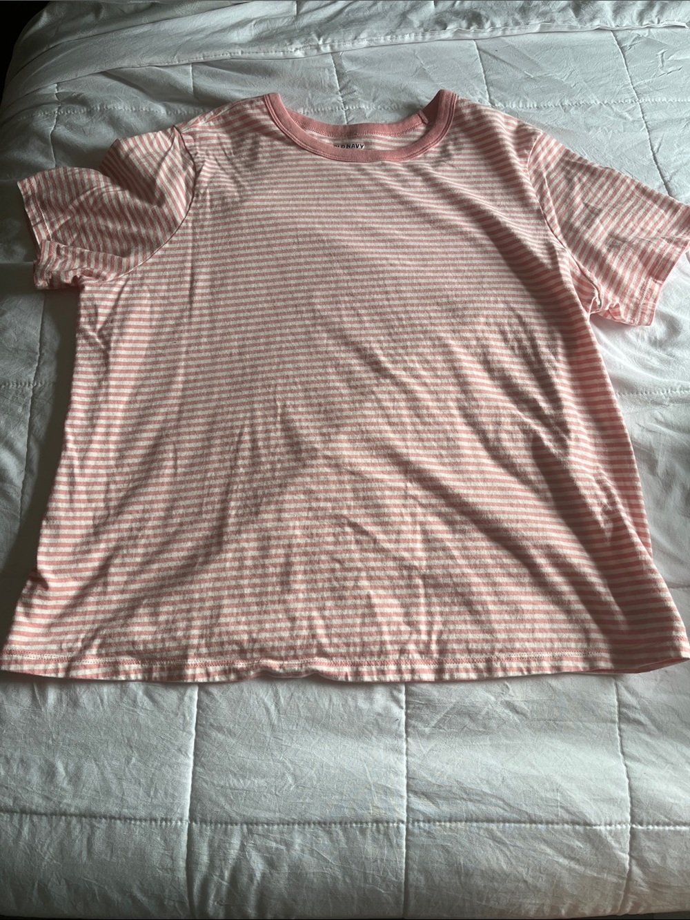 Womens Pink Striped Short-Sleeve Tee